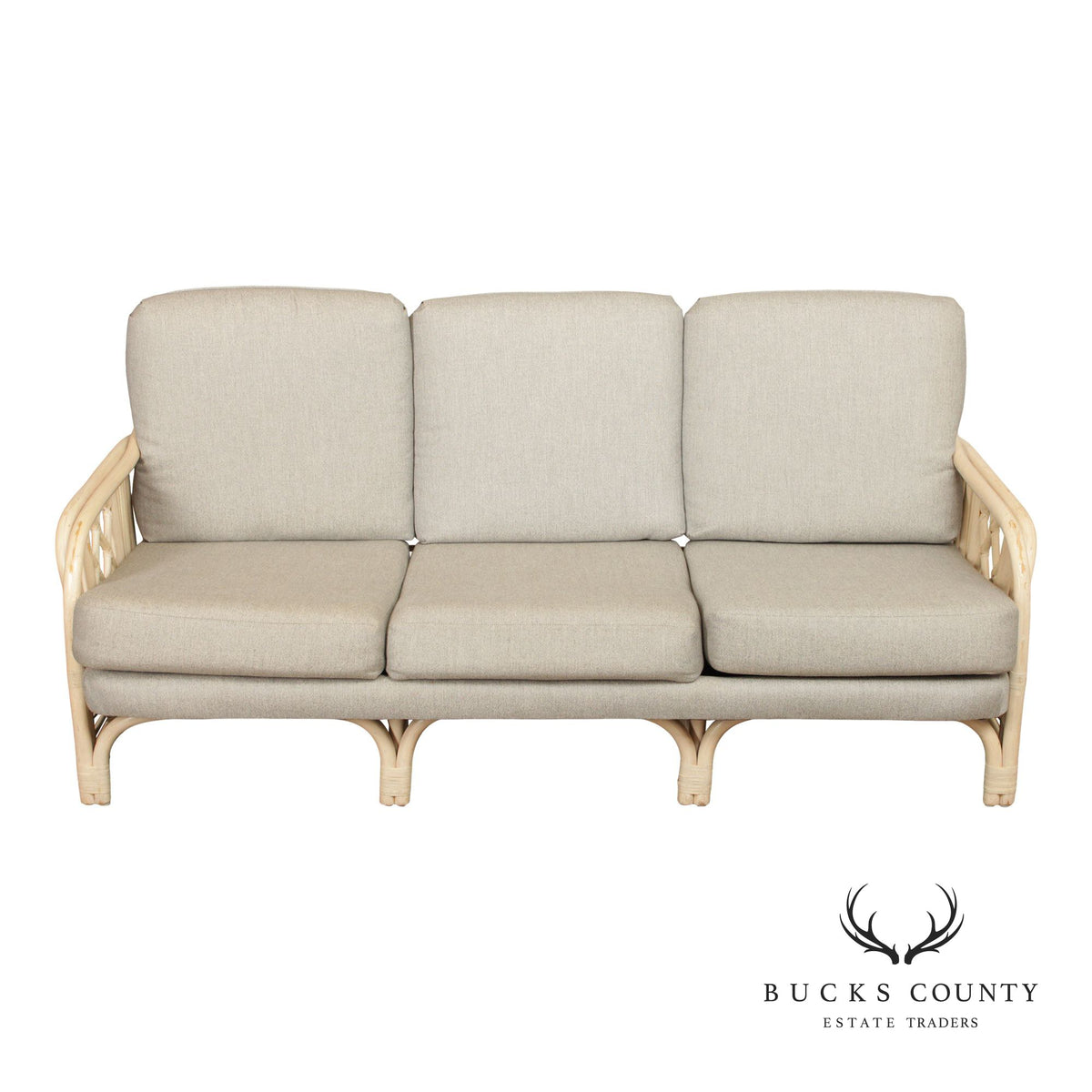 Brighton Pavilion Style Vintage Rattan Three-Seat Sofa