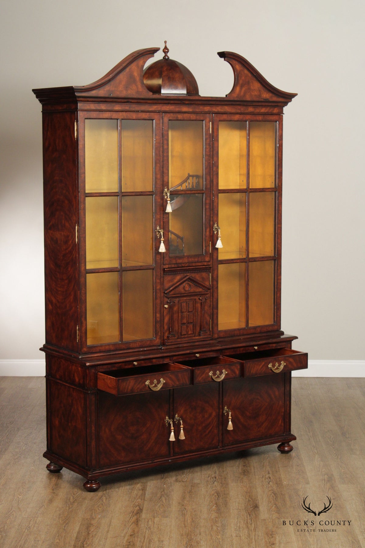 Althorp Living History Architectural Mahogany Display Cabinet With Interior Spiral Staircase
