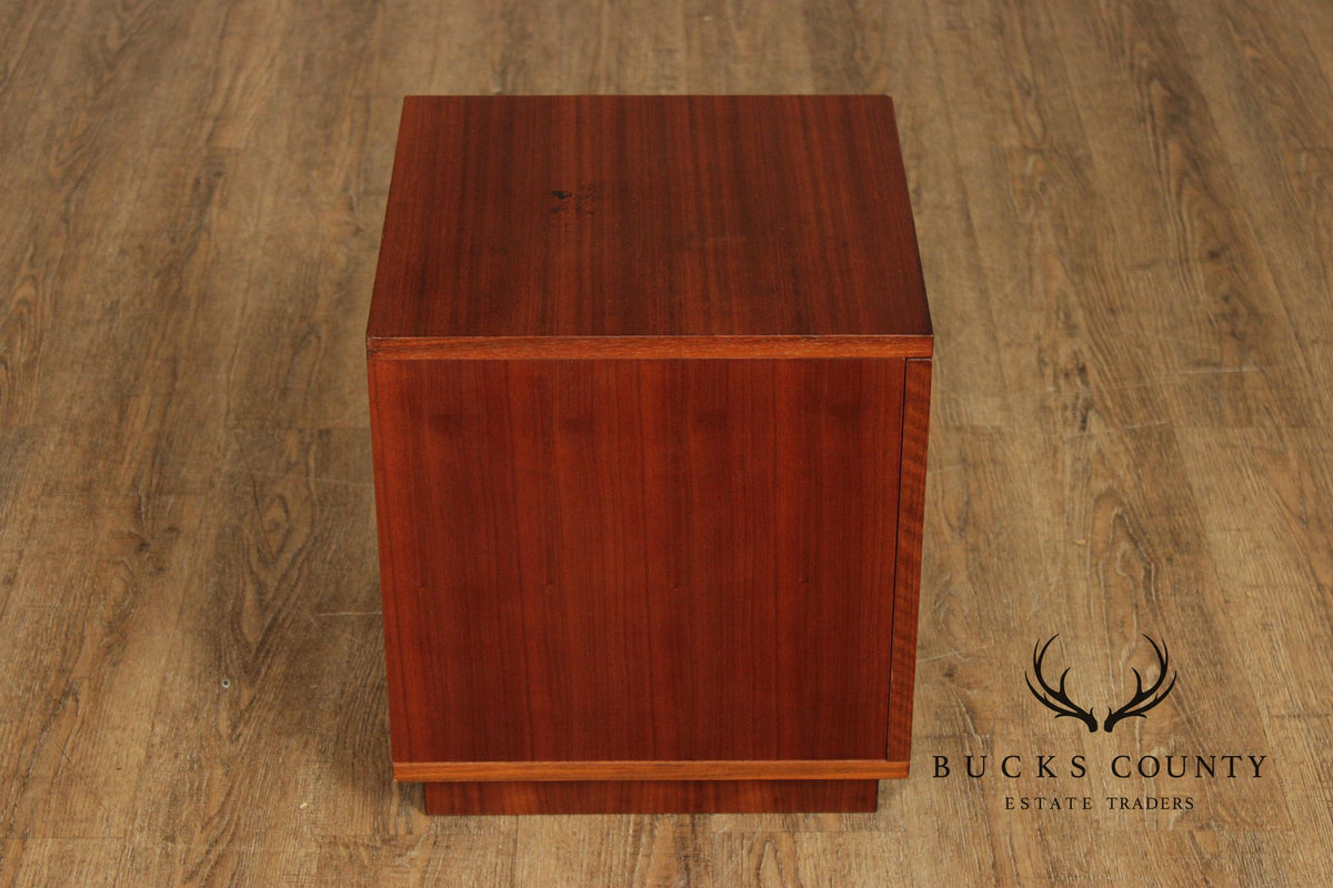 Pair Of Danish Modern Style Teak Single Door Nightstands