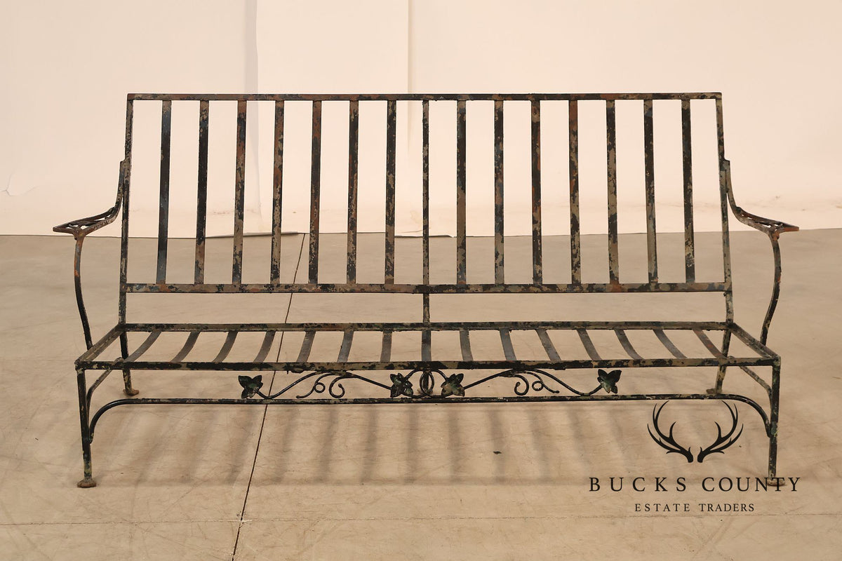 Vintage Wrought Iron Ivy Pattern Garden Bench