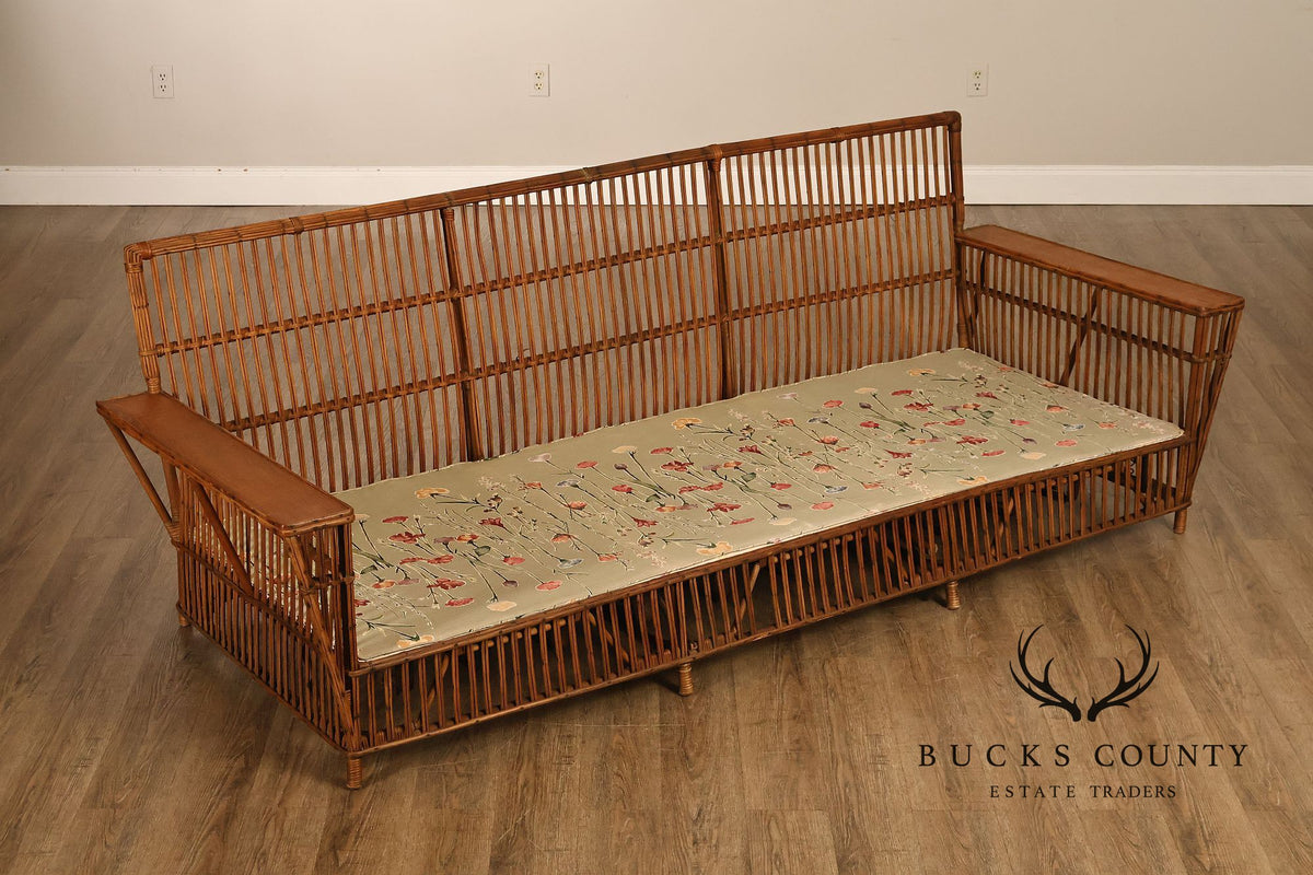 Antique Split Reed Rattan Sofa
