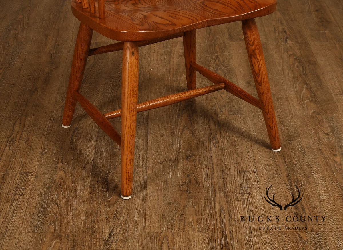 Richardson Brothers Colonial Windsor Style Set Of Seven Oak Dining Chairs
