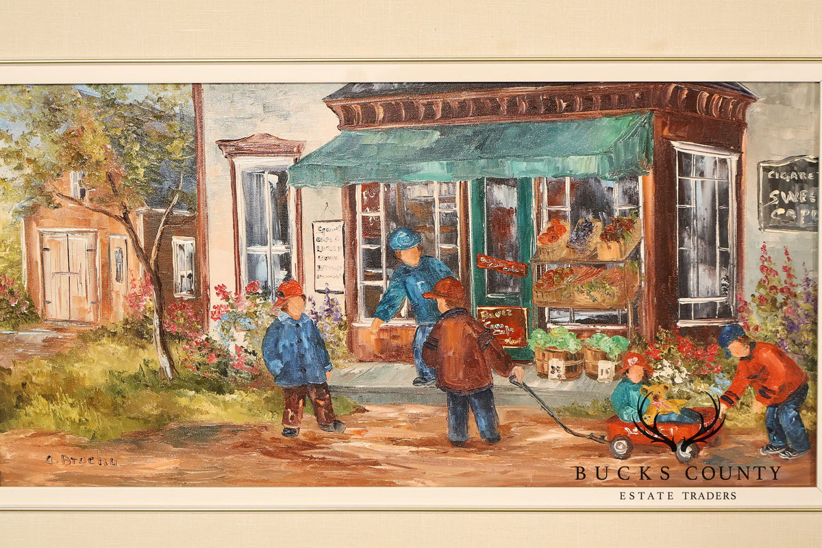 Aline Brochu Oil Painting, 'Rendez-Vous à L'Epicerie'