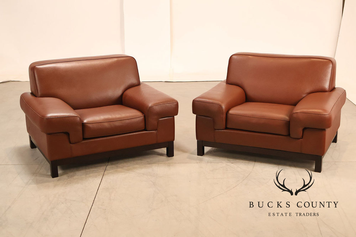 Formenti Pair of Italian Leather Lounge Chairs