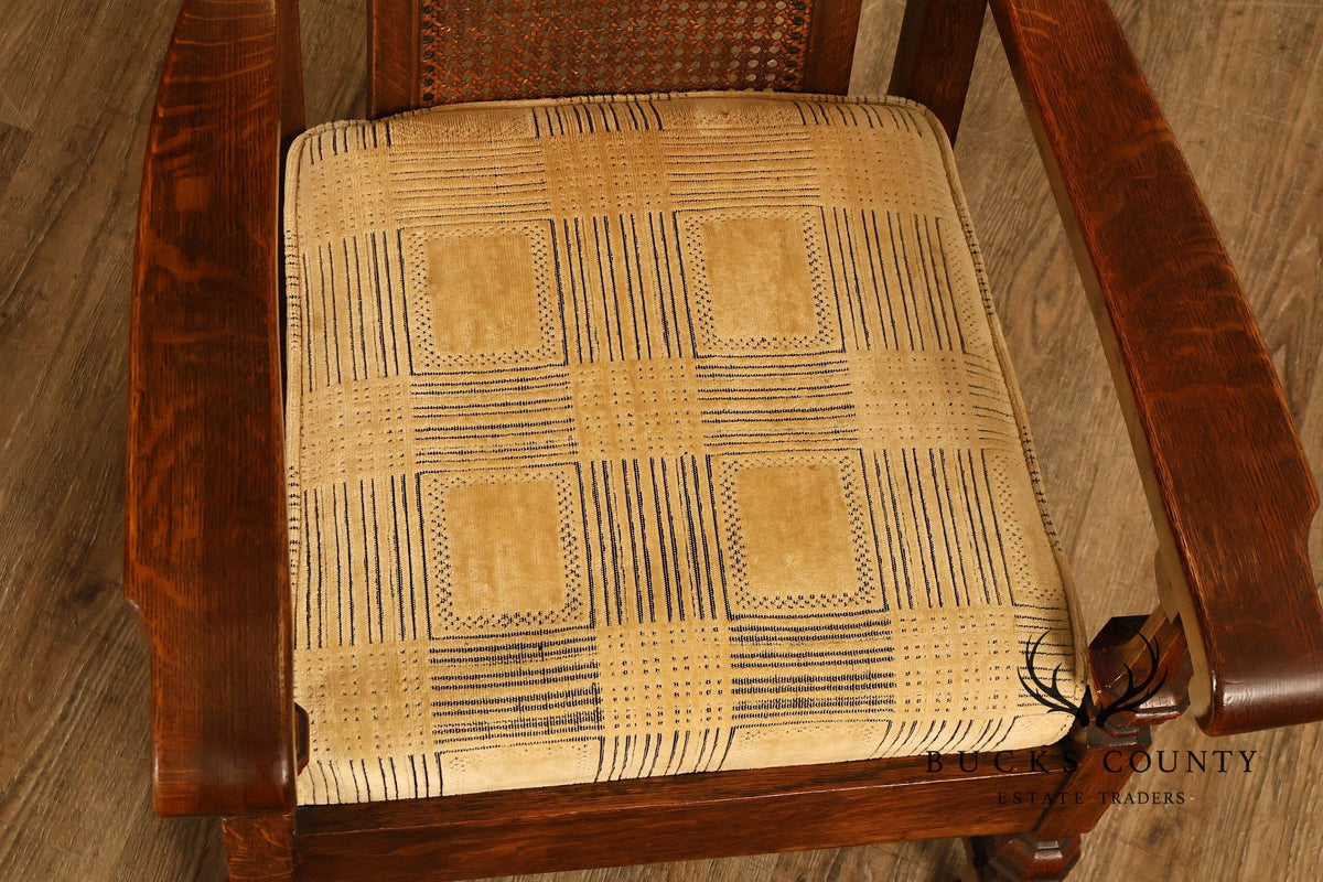 Rittercraft Arts & Crafts Cane Back Oak Armchair
