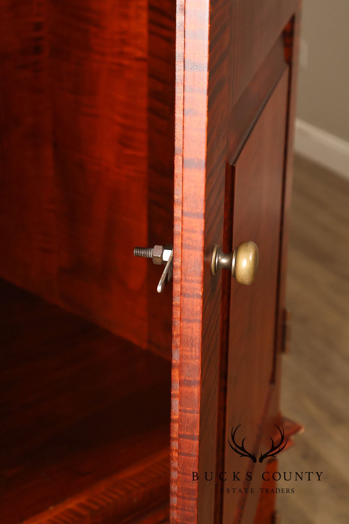 Custom Tiger Maple Two-Piece Four-Door Cabinet Armoire