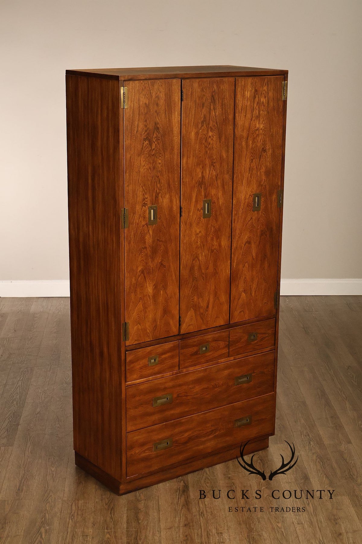 Vintage Campaign Style Wardrobe Armoire Cabinet