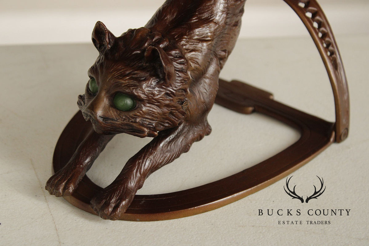 Art Deco Style Pair of Bronze Cat Desk Lamps
