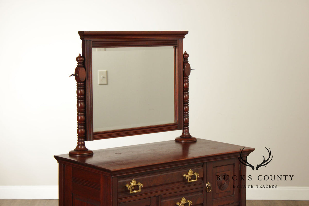 Antique Victorian Mahogany Bonnet Chest With Mirror