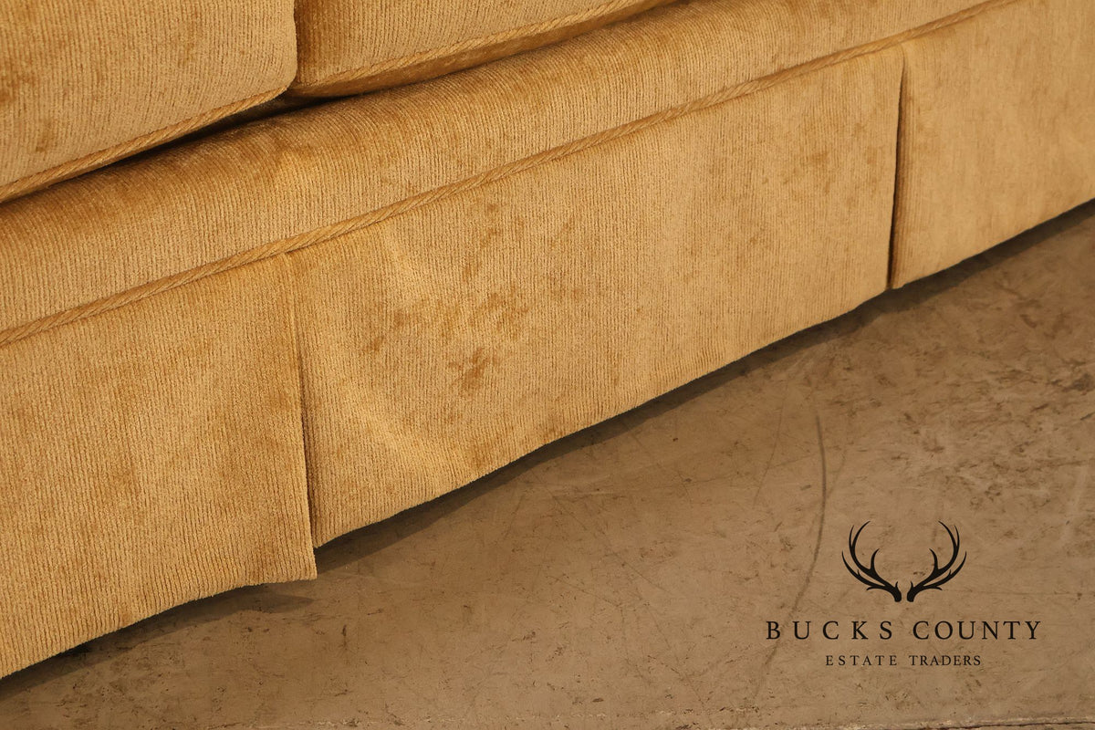 Traditional Gold Chenille Upholstered Three Cushion Sofa