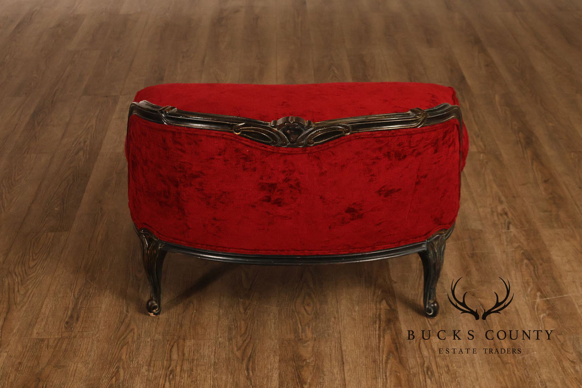 Henredon Louis XV Style Pair Of Red Upholstered Bergère Lounge Chairs