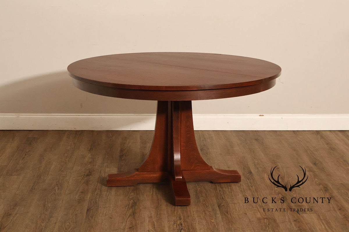 Stickley Mission Collection Round Oak Expandable Dining Table