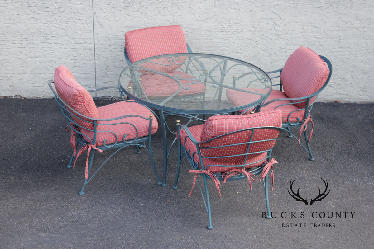 Woodard French Country Wrought Iron Five-Piece Patio Dining Set