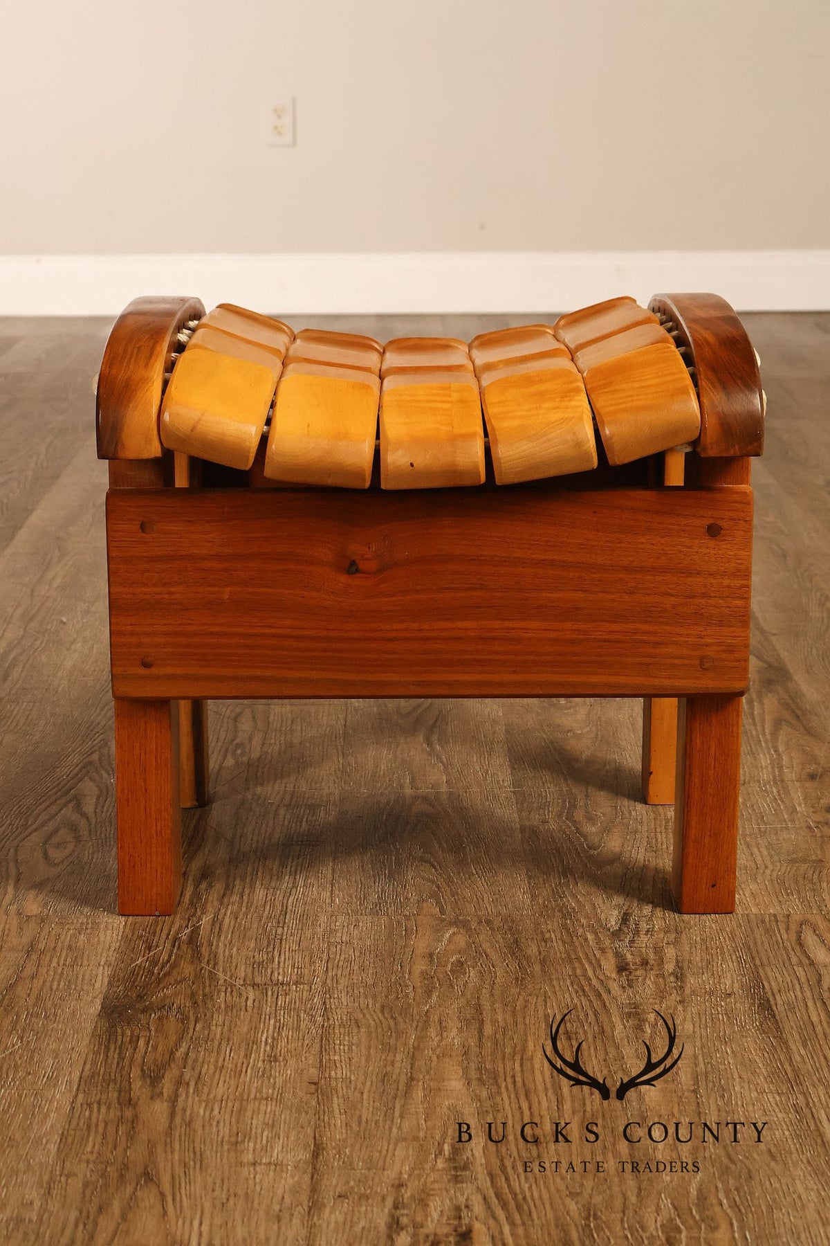 Gerry Grant Studio Crafted Walnut and Maple Rocker and Ottoman