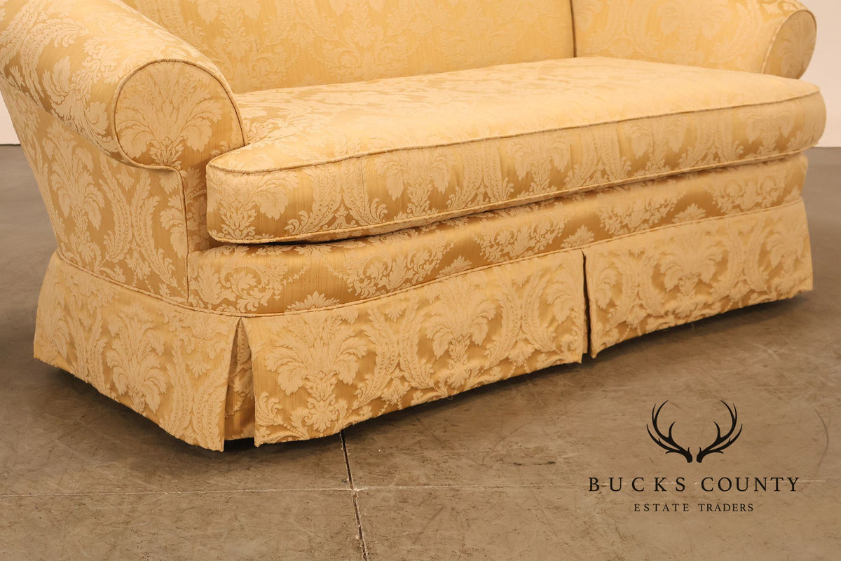 Century Furniture Pair Of Gold Damask Upholstered Sofas