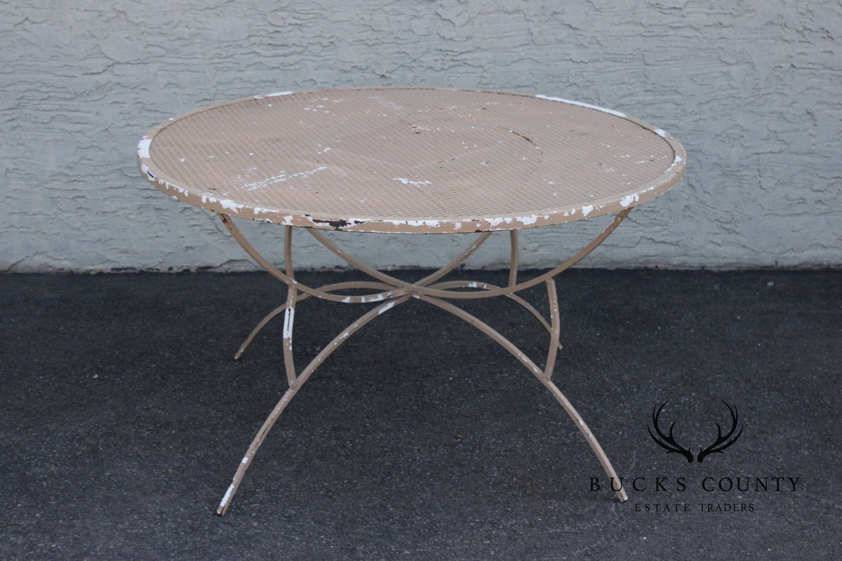 Mid Century Modern Round Wrought Iron Patio Dining Table