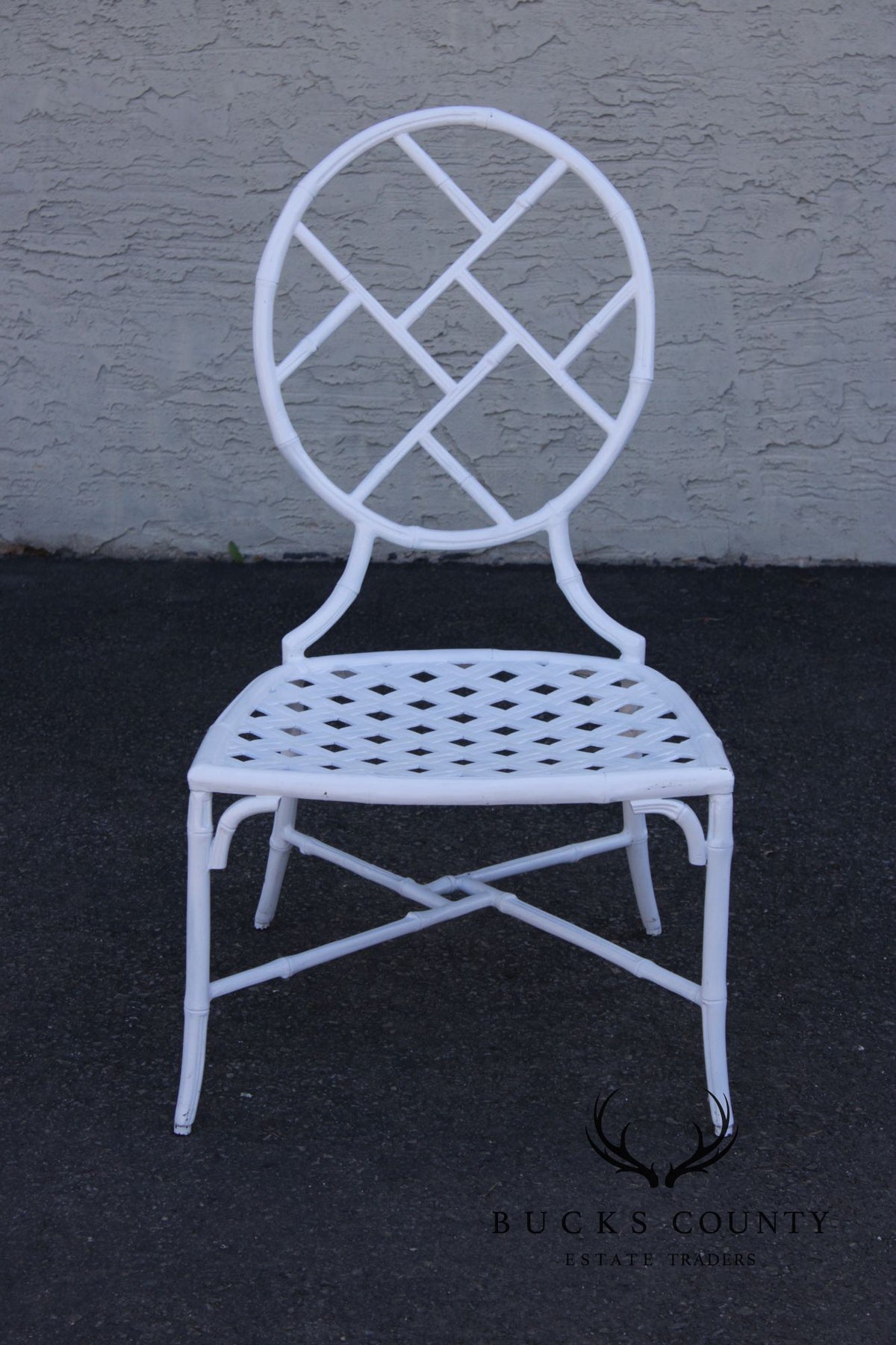 Faux Bamboo Vintage Set Of Four Cast Aluminum Patio Garden Dining Chairs