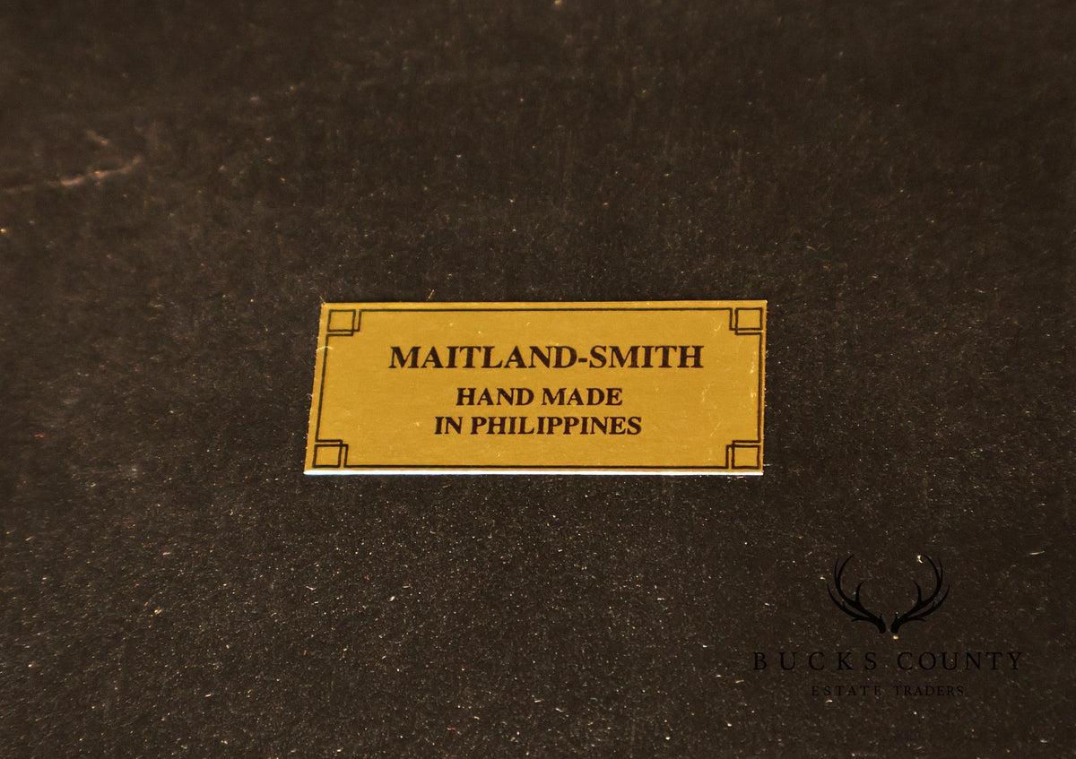 Maitland Smith Oval Mahogany Leather Top Executive Partner's Desk