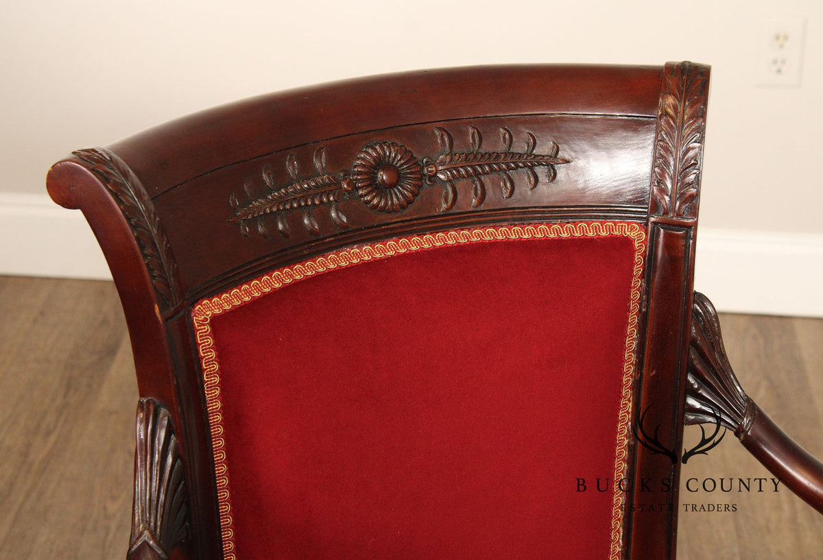 French Empire Style Pair of Mahogany Armchairs