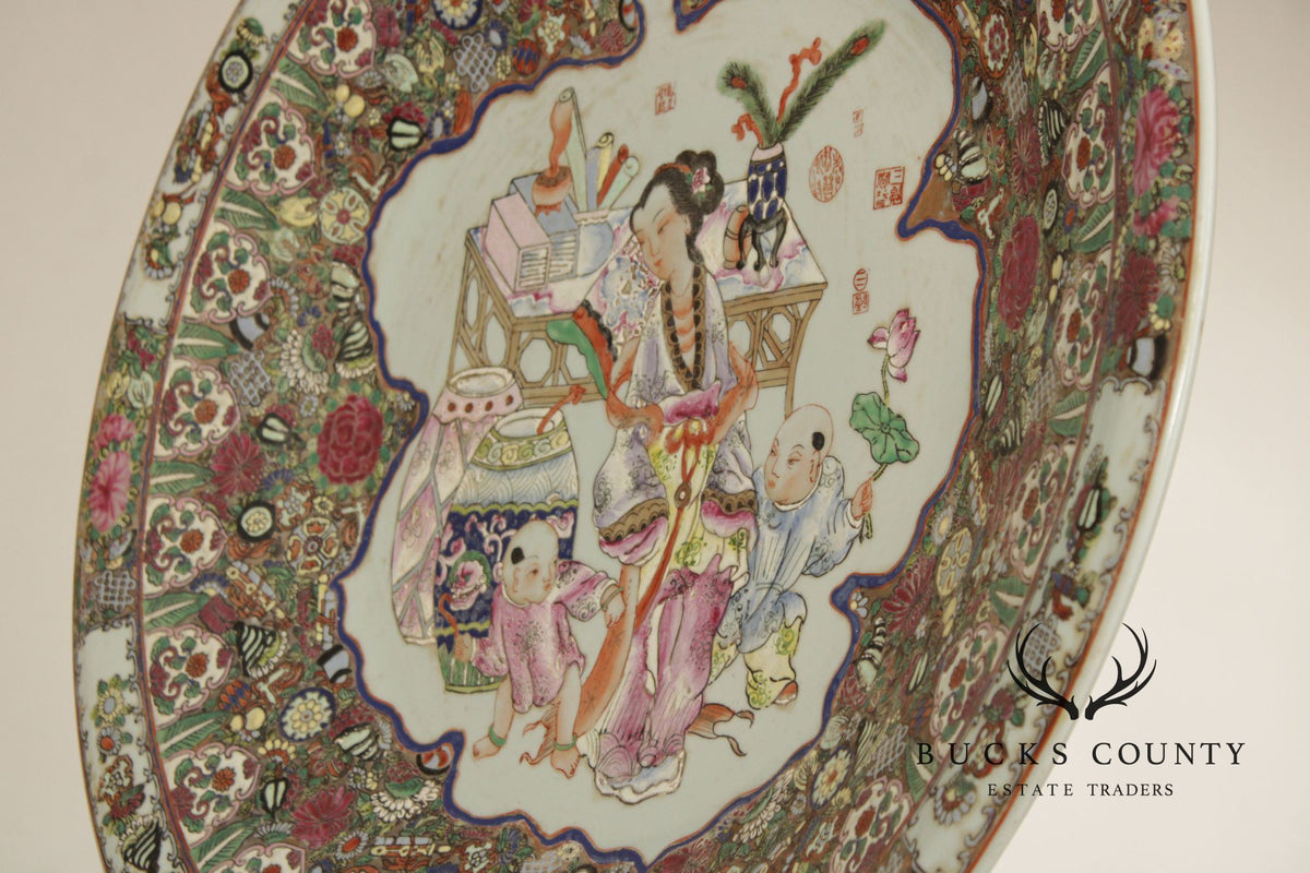Chinese Monumental Famille Rose Porcelain Charger
