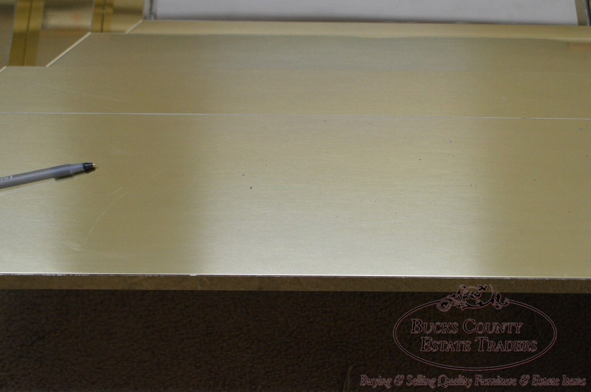 Mid-Century Modern Cityscape Stacking Brass Large Square Glass Top Coffee Table