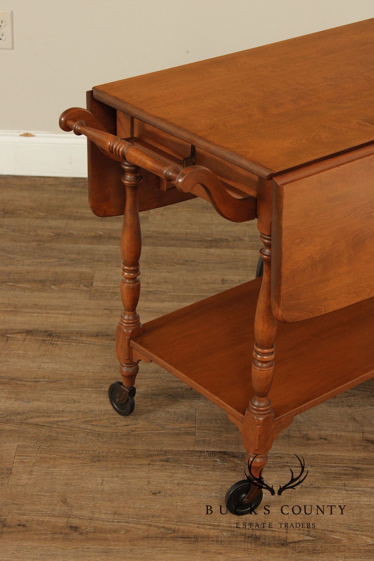 Ethan Allen Early American Maple Drop-Leaf Tea Cart