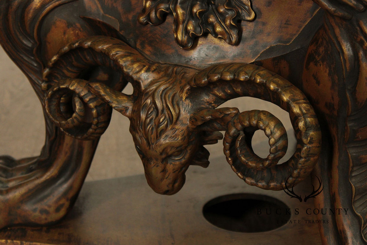 Antique Neoclassical Pair Of Mythological Figural Table Bases In Bronze