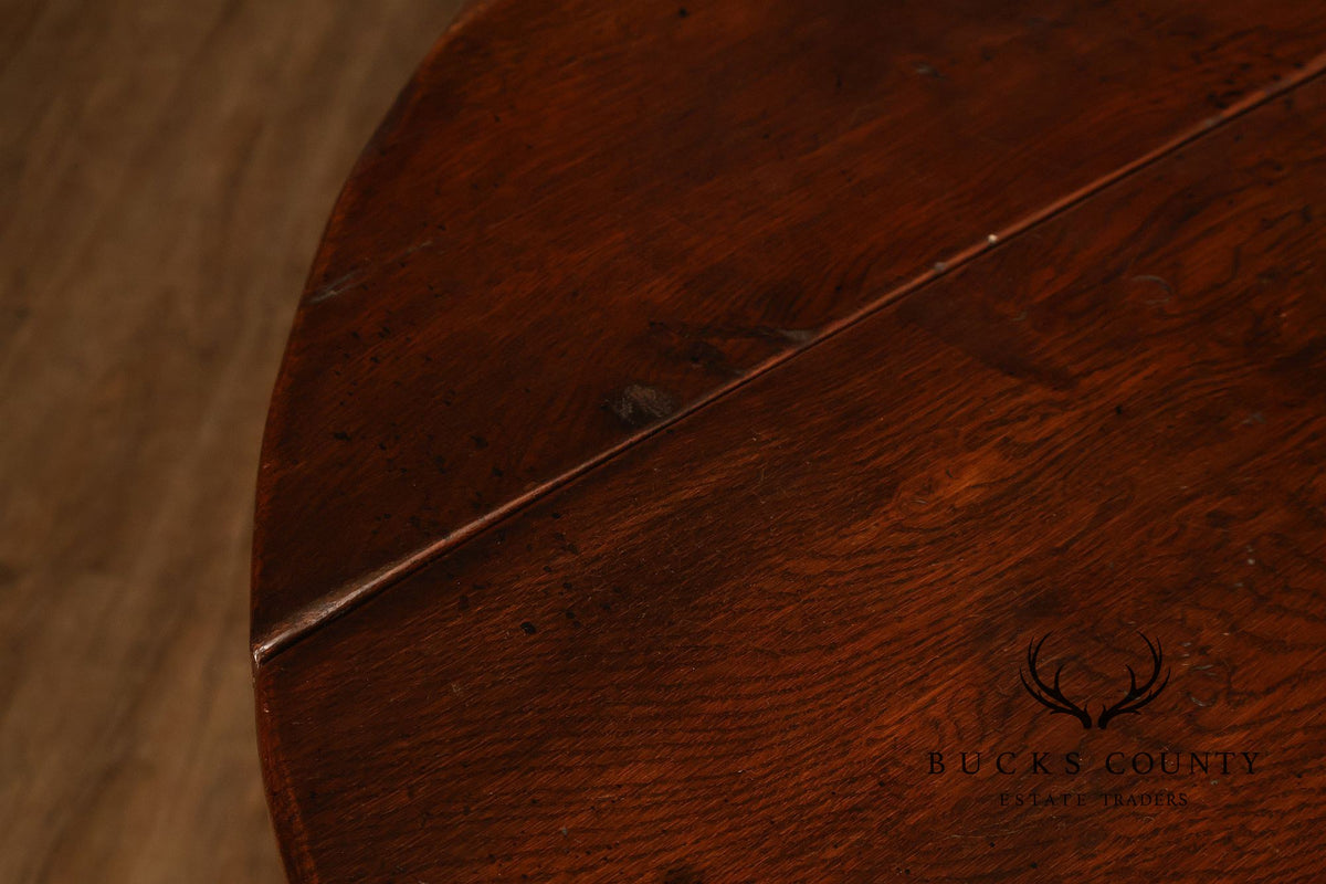 English Oak Large Gateleg Drop Leaf Dining Table