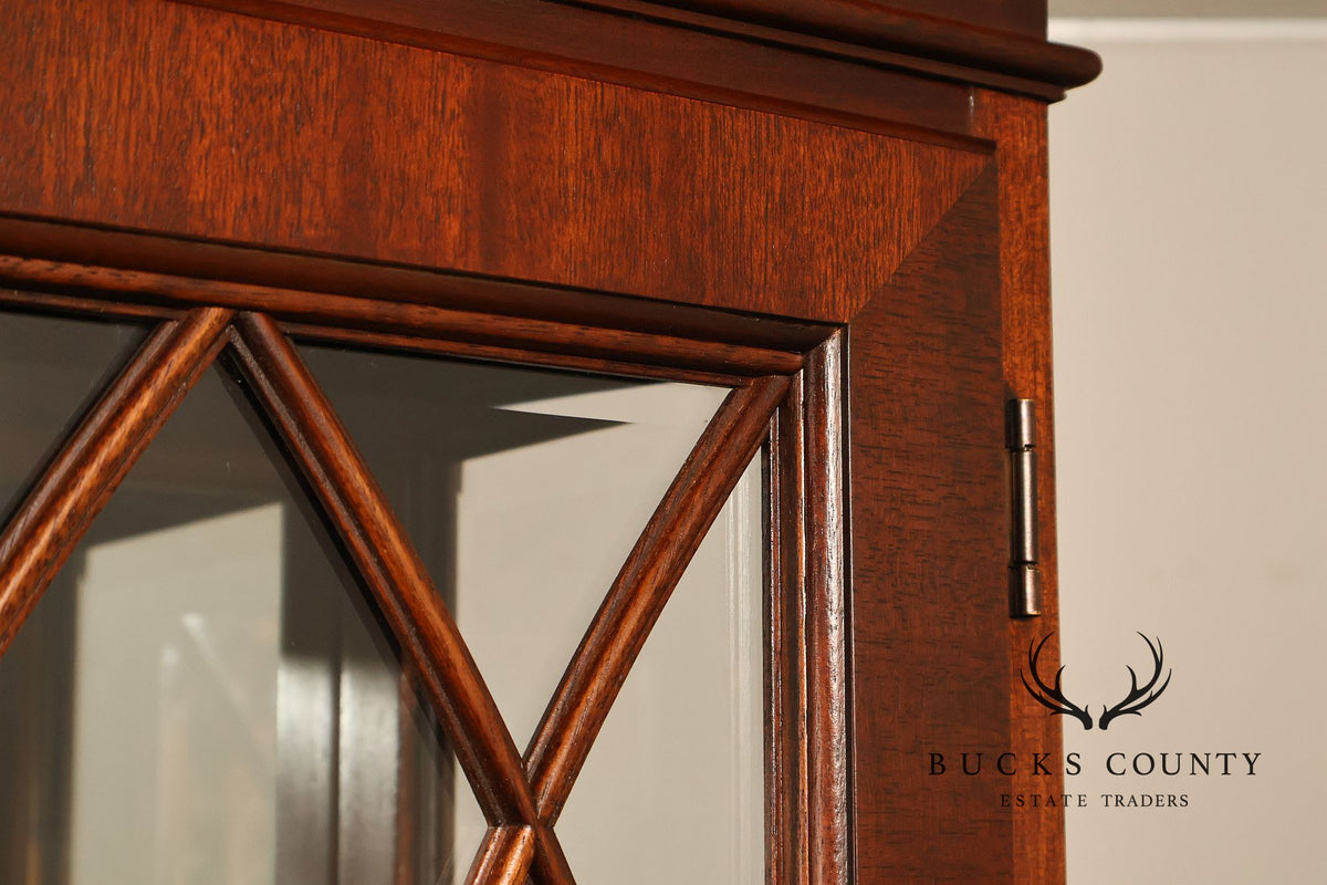 Ethan Allen 18th Century Collection Mahogany Inlaid Lighted China Cabinet