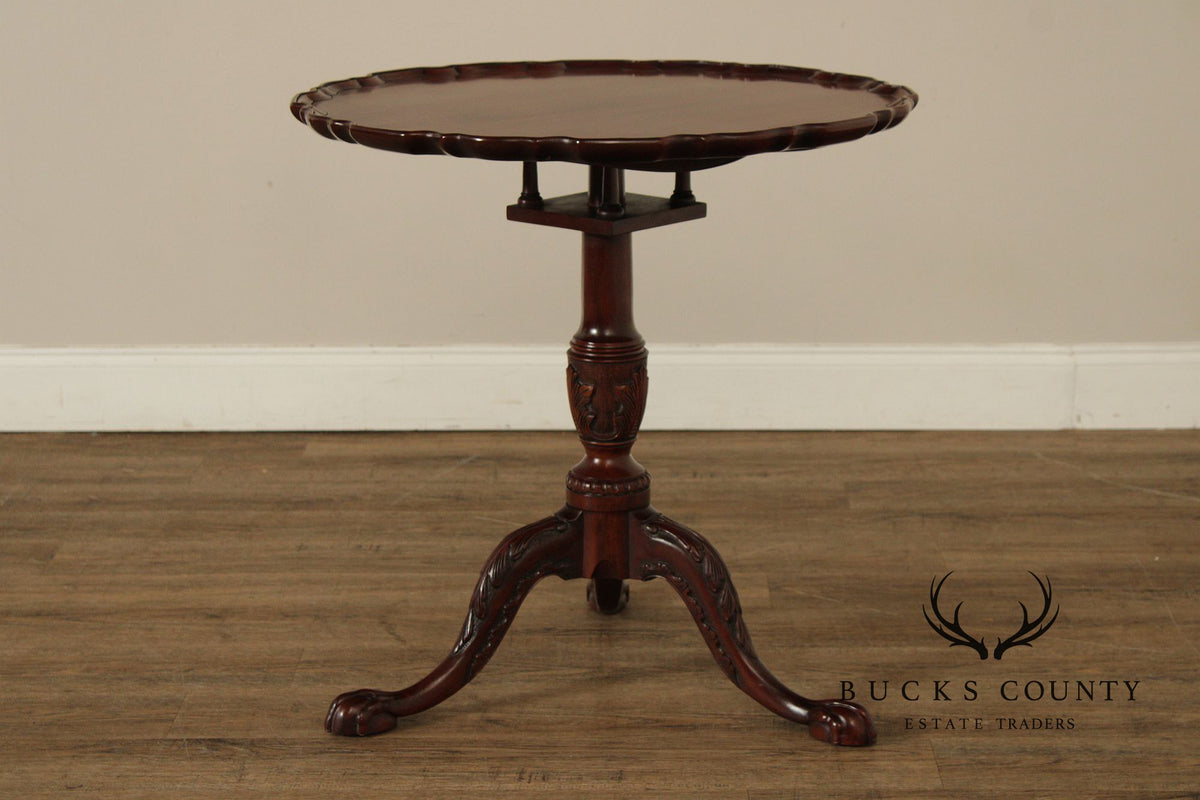 Henkel Harris Chippendale Style Mahogany Tilt Top Pie Crust Table