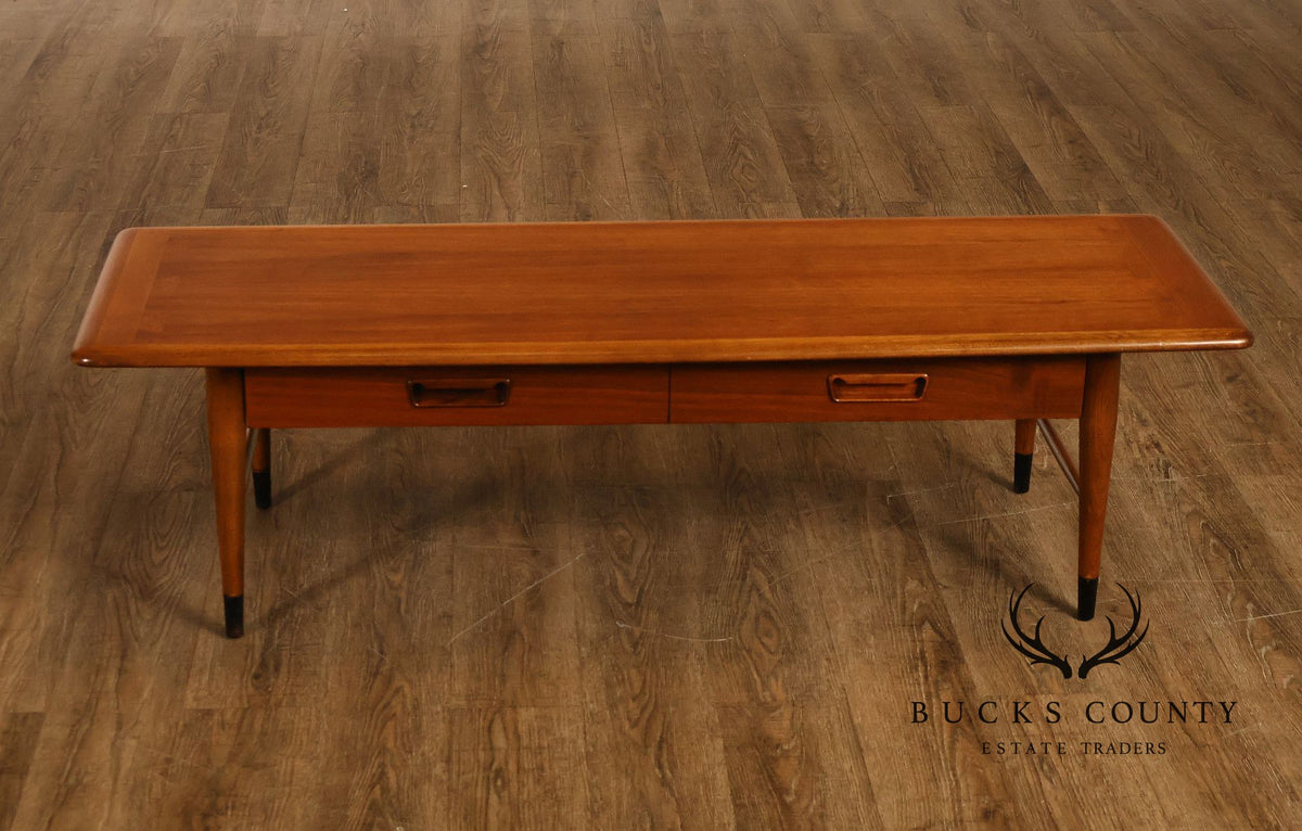 Lane Acclaim Mid Century Modern Walnut Single Drawer Rectangular Coffee Table