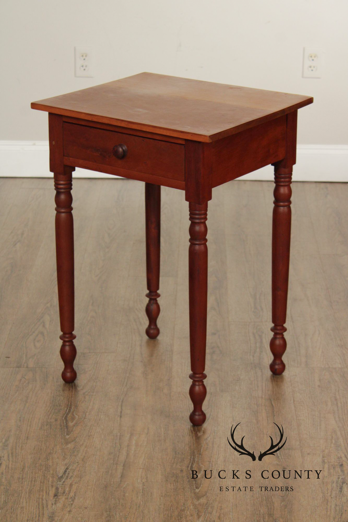 Antique American Poplar Empire One Drawer Work Table