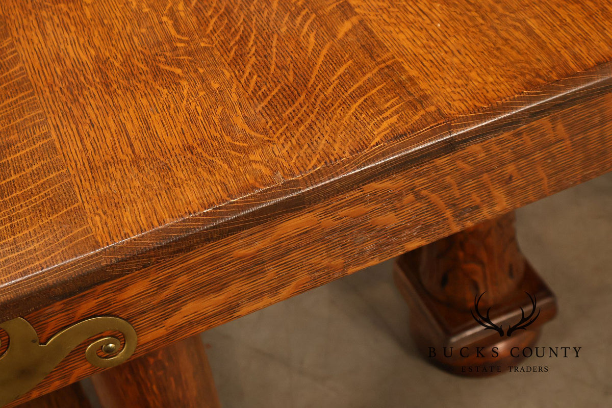 Antique Victorian Oak Expandable Dining Table
