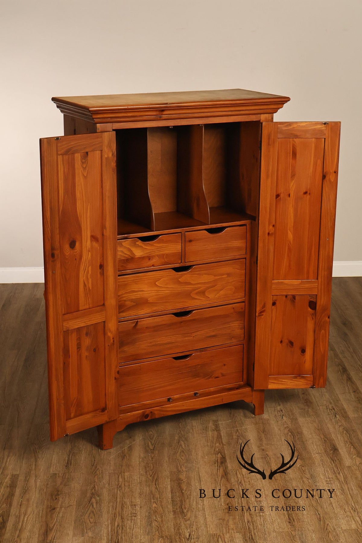 Ethan Allen Craftsman Collection Pine Tall Armoire With Interior Drawers