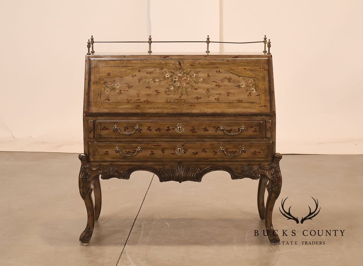 Drexel Heritage Lillian August French Rococo Style Painted Secretary Desk