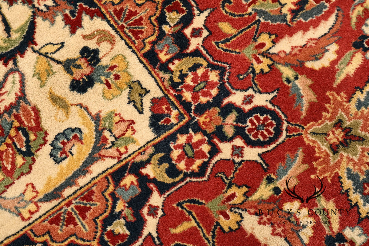 Hand Knotted Kashan Style Wool Area Rug 9x12 Floral Medallion