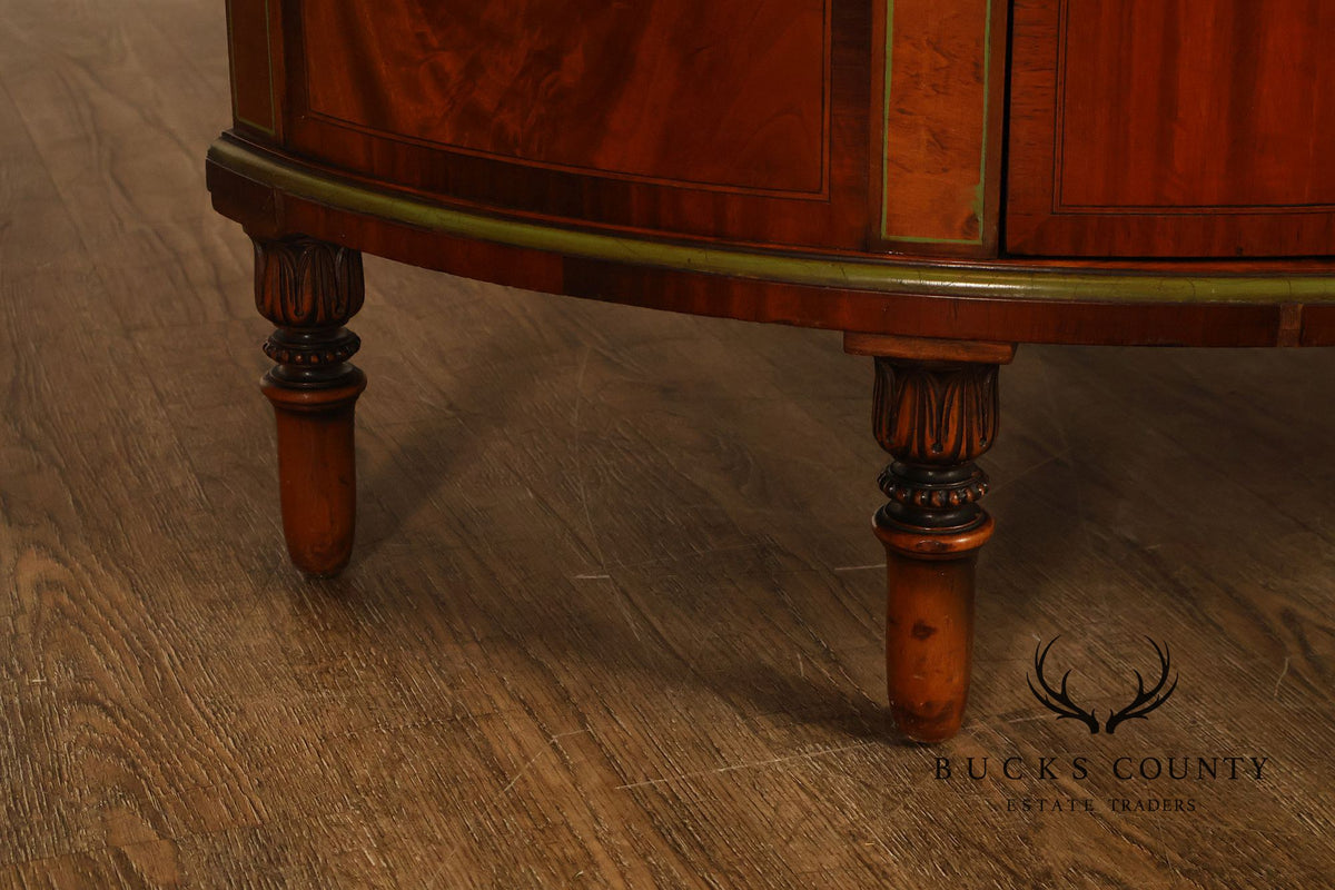 Neoclassical Style Inlaid Demilune Cabinet With Interior Drawers