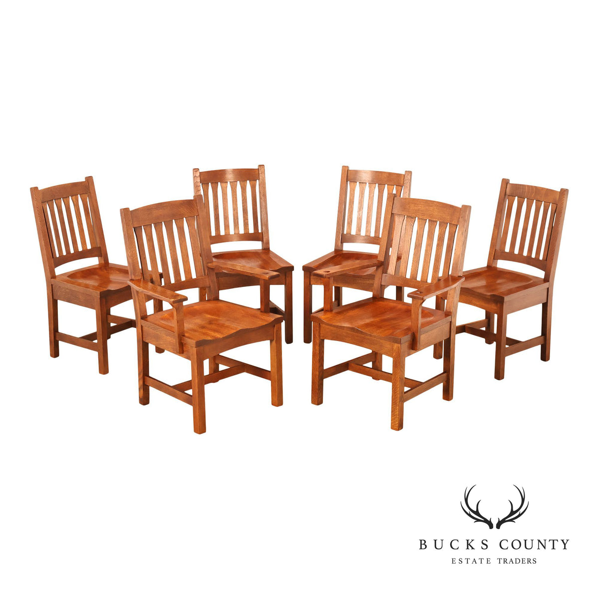 Stickley Mission Collection Set of Six Cottage Oak Dining Chairs