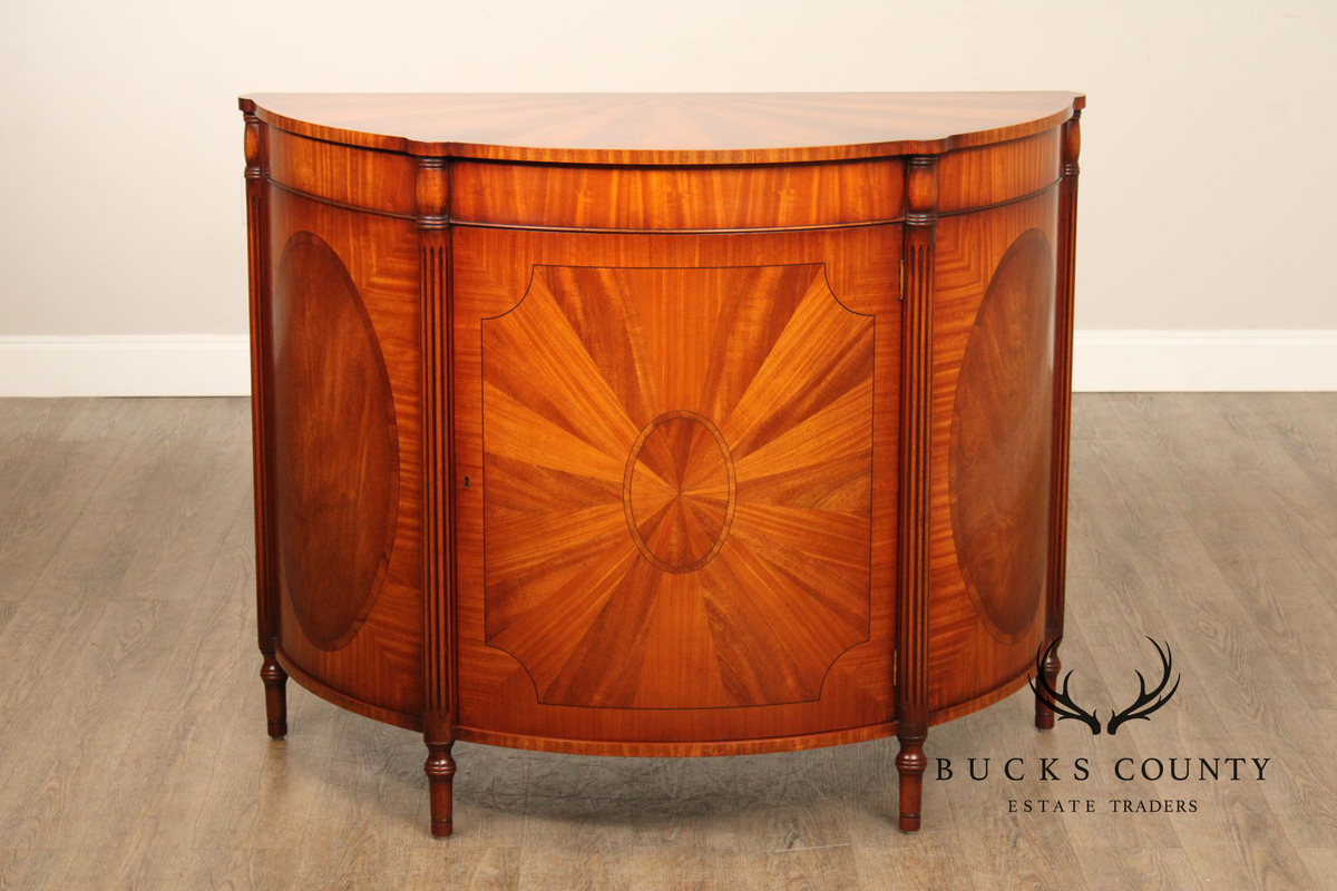Georgian Style Demilune Cabinet With Starburst Inlay