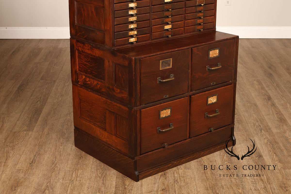 Yawman & Erbe Antique Oak Multi-Drawer File Cabinet