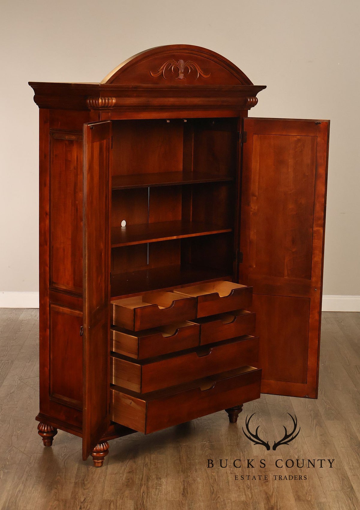 Ethan Allen 'British Classics' Carved Maple And Birch Armoire