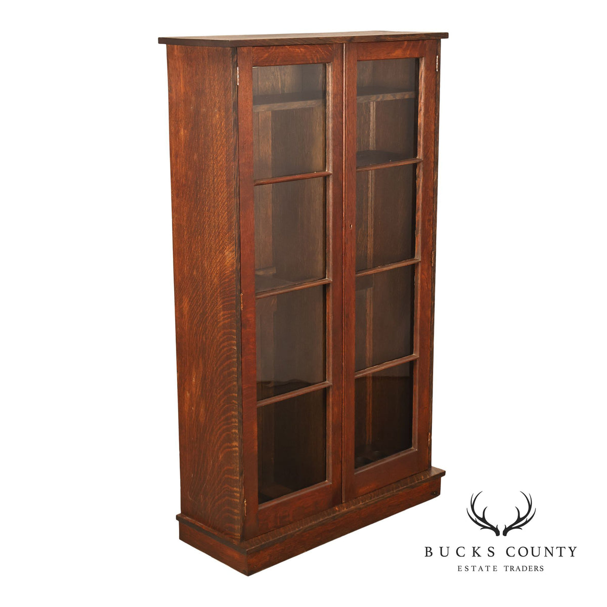 Antique Arts And Crafts Oak Two-Door Gun Cabinet