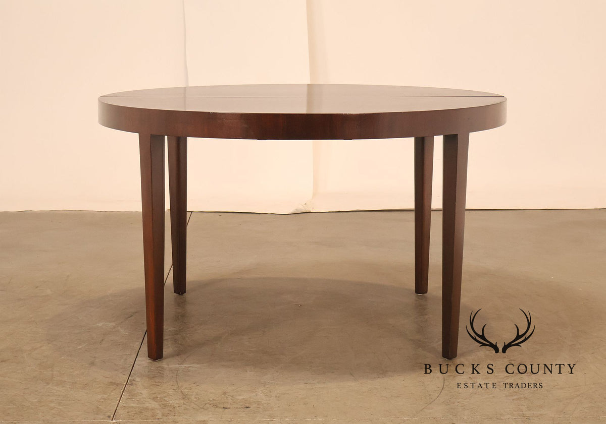 Dunbar Mid Century Modern Round Mahogany Extension Dining Table With Three Leaves
