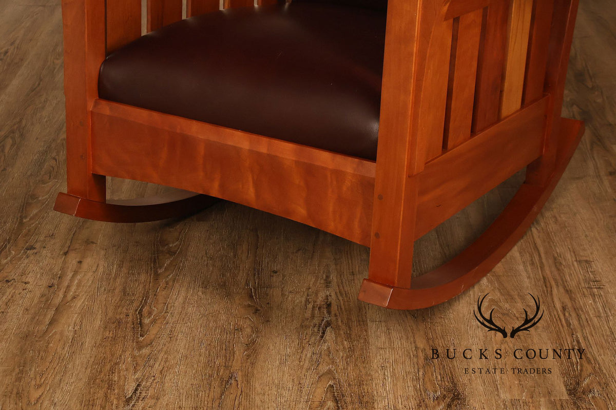 Stickley Mission Collection Cherry and Leather Rocker
