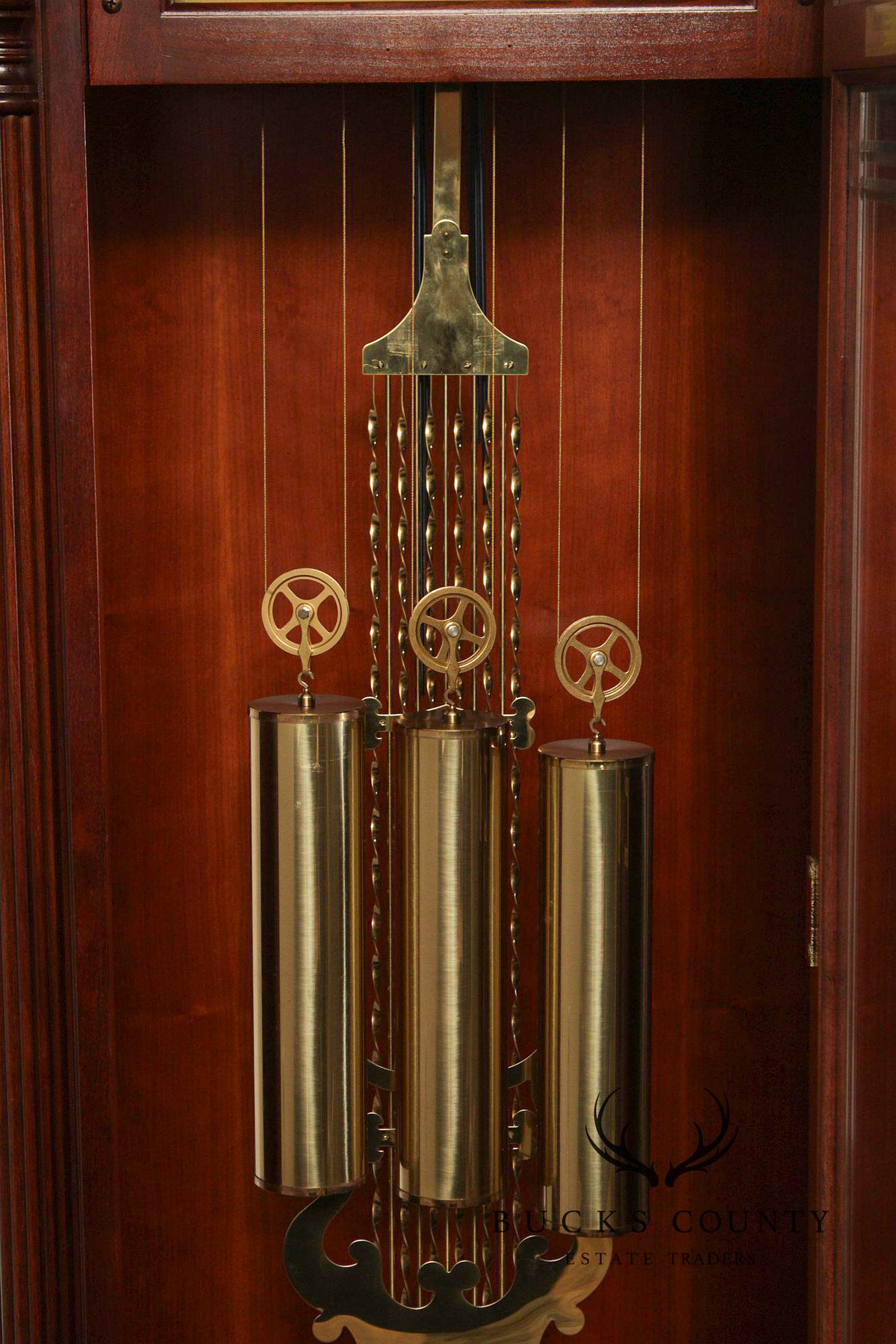 Sligh Mahogany Inlaid Grandfather Clock With Moon Phase Dial