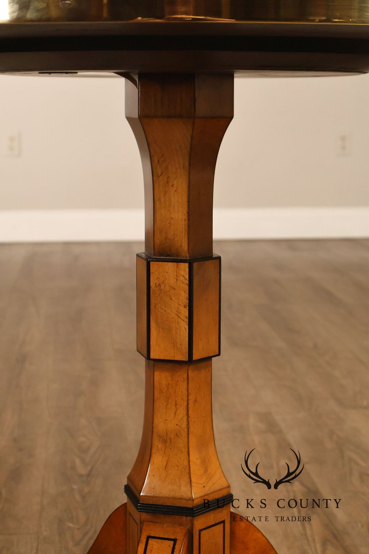 Baker Stately Homes Marquetry Inlaid Pedestal Side Table