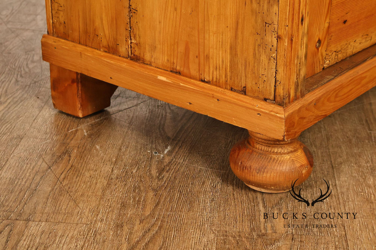 European Country Pine Glass Door Display Cabinet