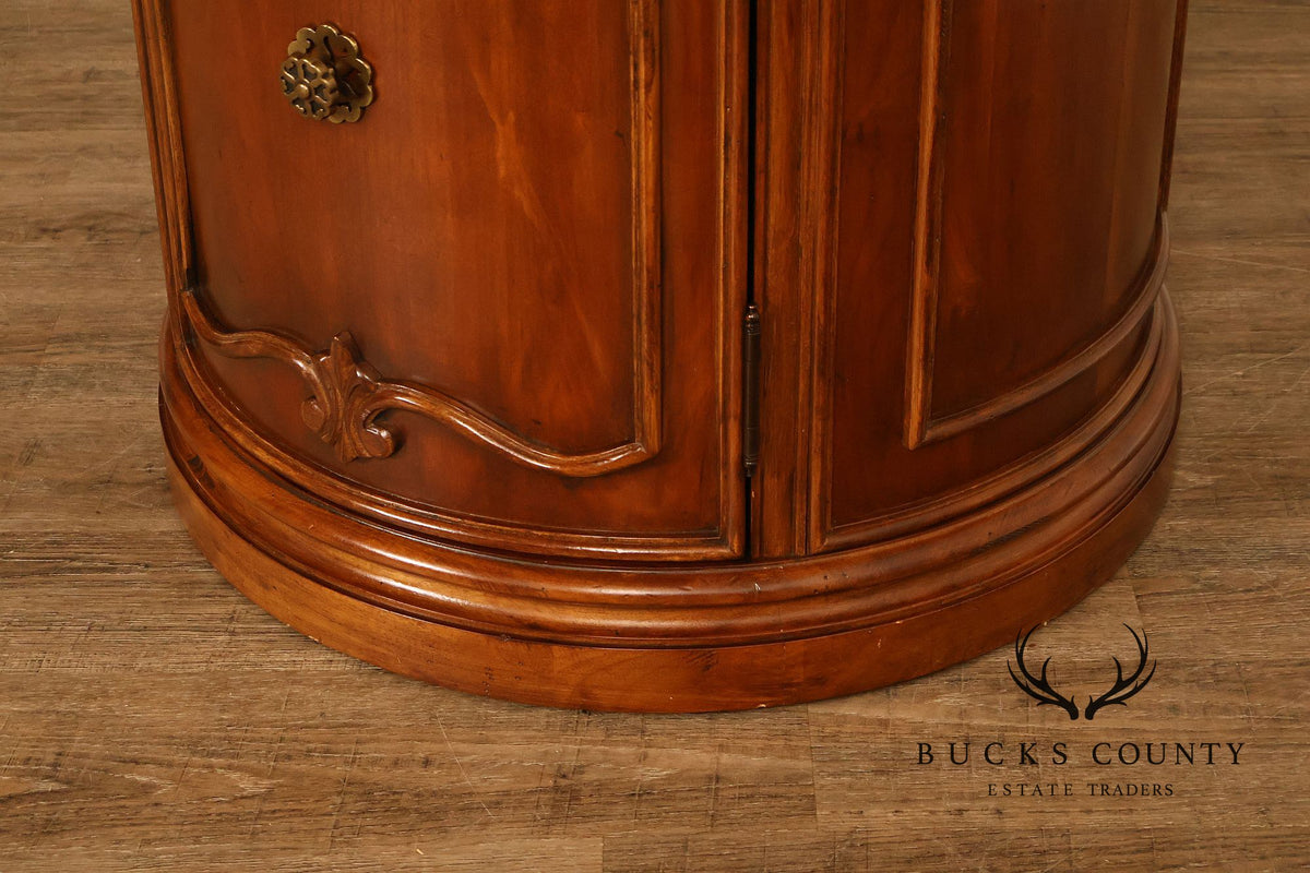 Bernhardt French Regency Style Marble Top Round Cabinet Drum Table