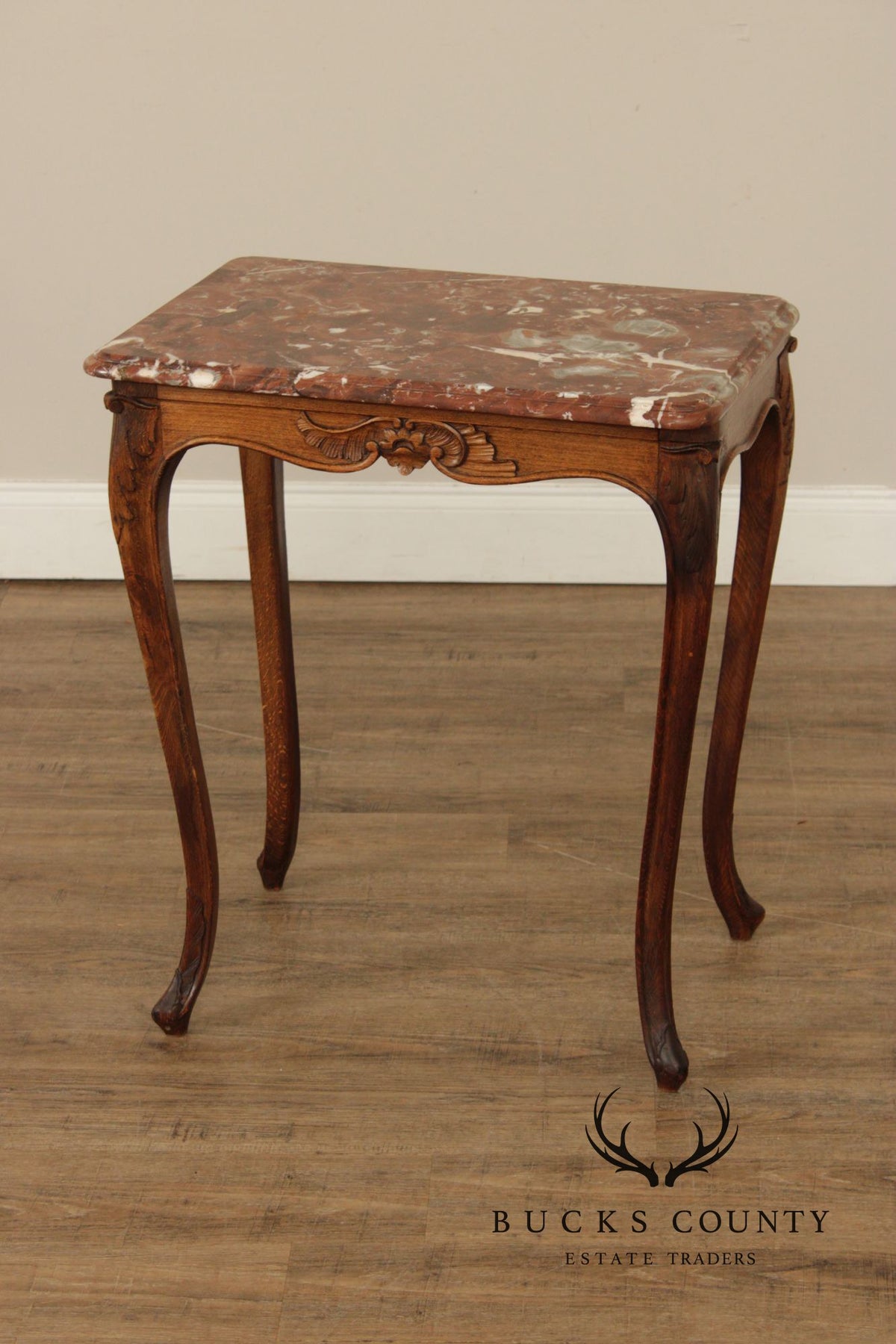 French Louis XV Style Marble Top End Table