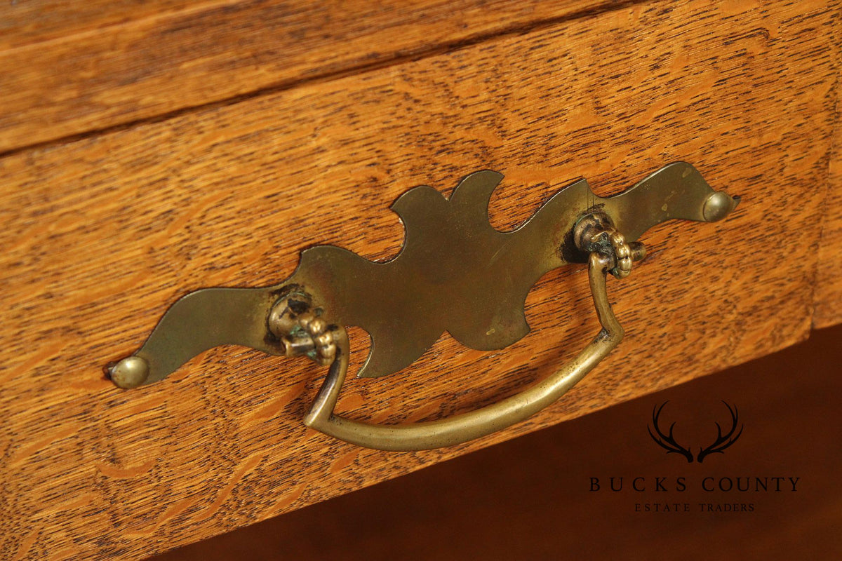 Antique Victorian Golden Oak Sideboard With Mirrored Back